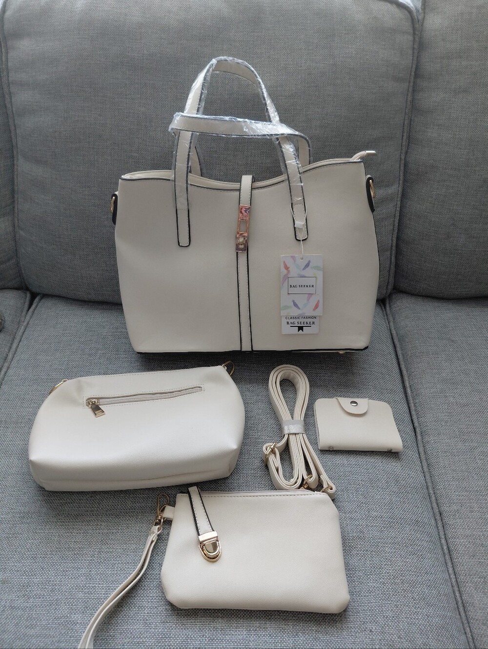 Cream 5-Piece Tote Bag Set - Versatile Everyday Carry